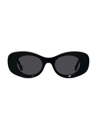Loewe Men's 49MM Oval Sunglasses - Shiny Black And Smoke | Thumbnail 2