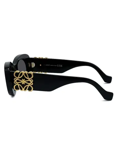 Loewe Men's 49MM Oval Sunglasses - Shiny Black And Smoke | Thumbnail 3