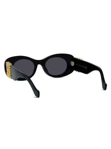 Loewe Men's 49MM Oval Sunglasses - Shiny Black And Smoke | Thumbnail 4