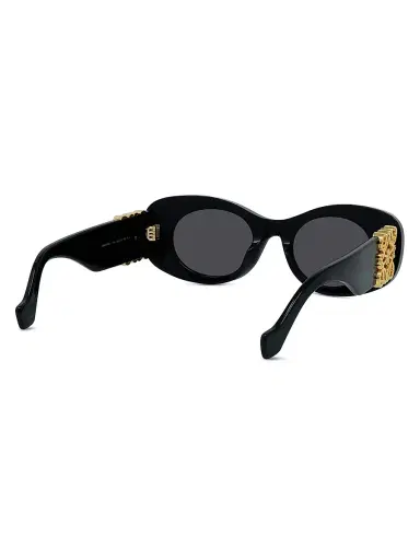 Loewe Men's 49MM Oval Sunglasses - Shiny Black And Smoke | Thumbnail 6