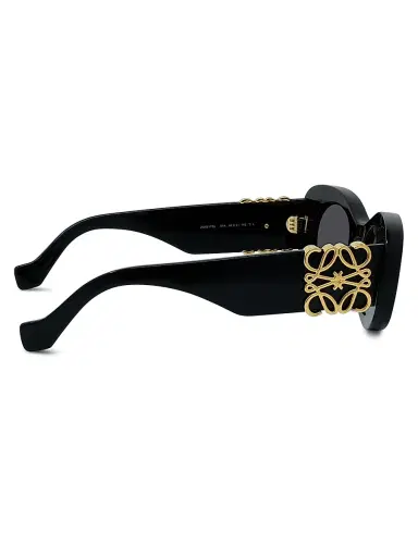 Loewe Men's 49MM Oval Sunglasses - Shiny Black And Smoke | Thumbnail 7