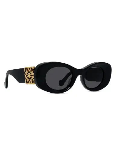 Loewe Men's 49MM Oval Sunglasses - Shiny Black And Smoke | Thumbnail 8