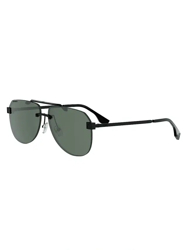 Men's Sky 61MM Pilot Sunglasses - Matte Black And Green Polarized Men's Sky 61MM Pilot Sunglasses - Matte Black And Green Polarized