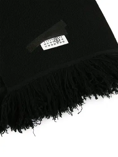 MM6 Maison Margiela Men's Wool Knit Scarf - Black | Thumbnail 2 MM6 Maison Margiela Men's Wool Knit Scarf - Black | Thumbnail 2