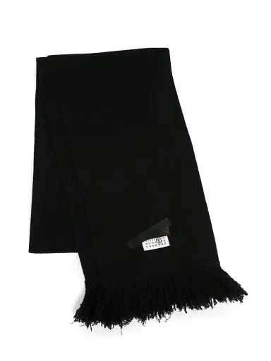 MM6 Maison Margiela Men's Wool Knit Scarf - Black | Thumbnail 1 MM6 Maison Margiela Men's Wool Knit Scarf - Black | Thumbnail 1