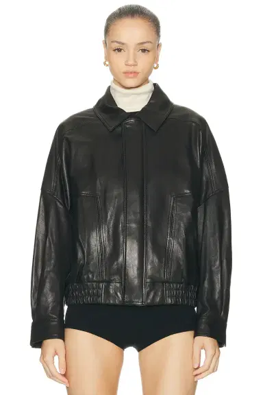 Nour Hammour Dalma Relaxed Leather Jacket | Thumbnail 2 Nour Hammour Dalma Relaxed Leather Jacket | Thumbnail 2