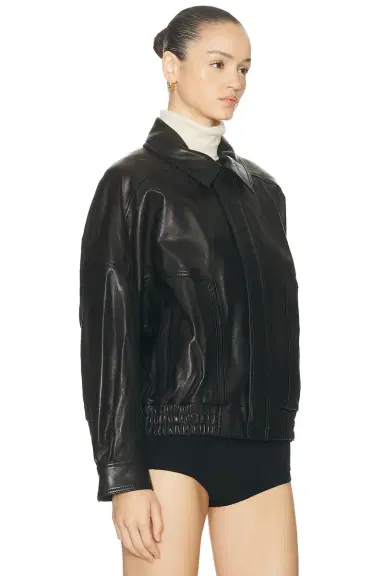 Nour Hammour Dalma Relaxed Leather Jacket | Thumbnail 3 Nour Hammour Dalma Relaxed Leather Jacket | Thumbnail 3
