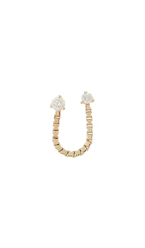 Diamond Block Chain Double Stud Earring