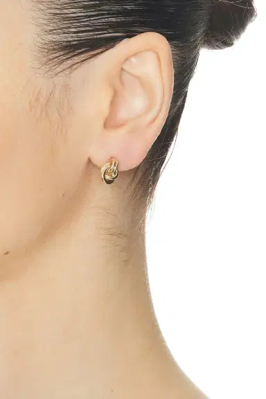 STONE AND STRAND Gold Forme Dainty Knot Stud Earrings | Thumbnail 2