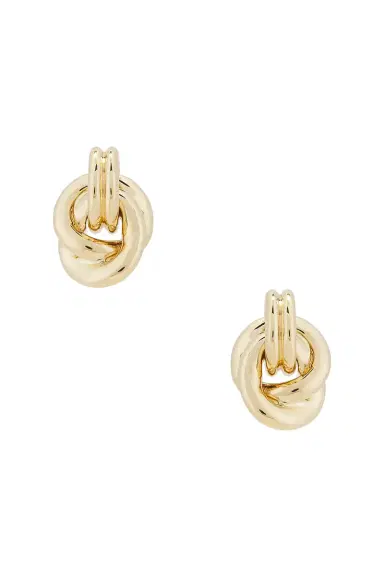 STONE AND STRAND Gold Forme Dainty Knot Stud Earrings | Thumbnail 1