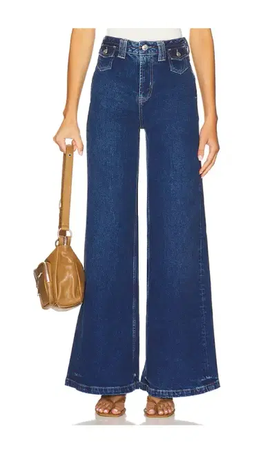 Free People x We The Free Kellee High Rise Palazzo Wide Leg In Blue Night | Thumbnail 1