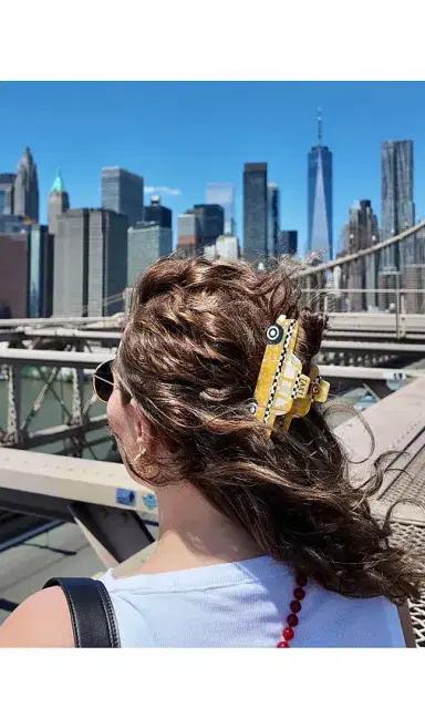 Solar Eclipse Hand-painted Yellow Taxi Cab Claw Hair Clip | Thumbnail 2