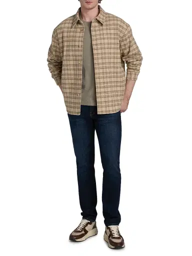 FRAME Men's Wool-Blend Plaid Overshirt - Beige Multi | Thumbnail 2