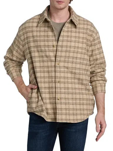 FRAME Men's Wool-Blend Plaid Overshirt - Beige Multi | Thumbnail 3
