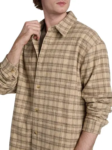 FRAME Men's Wool-Blend Plaid Overshirt - Beige Multi | Thumbnail 6