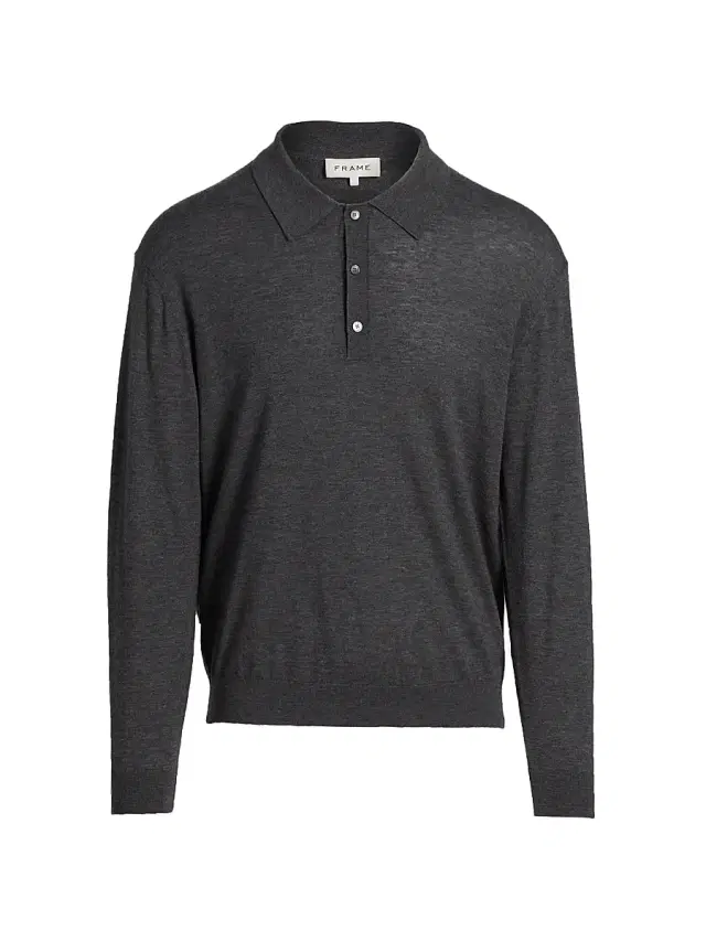 Men's Superfine Wool-Cashmere Polo Sweater - Grey Melange