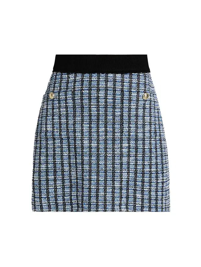Derek Lam 10 Crosby Women's Alira Stretch-Tweed A-Line Miniskirt - Blue Multi