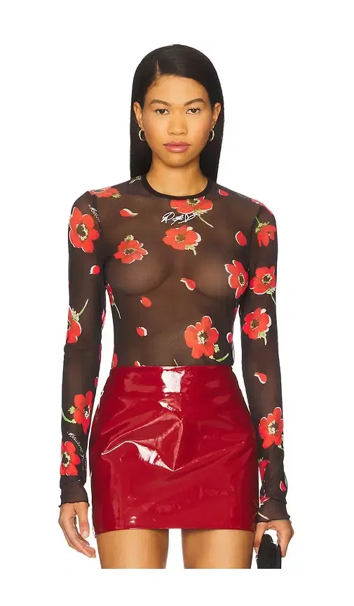 Moschino Jeans Sheer Floral Long Sleeve