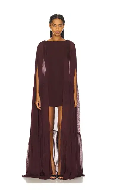 LA FUORI Coralia Gathered Cape Dress | Thumbnail 2
