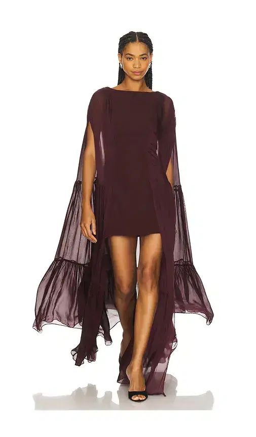 LA FUORI Coralia Gathered Cape Dress