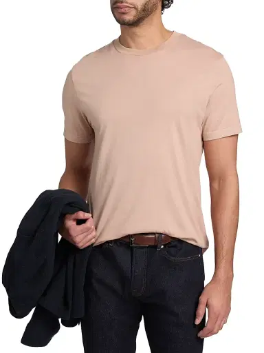 Frame Men's Light Cotton T-Shirt - Pale Peach | Thumbnail 3 Frame Men's Light Cotton T-Shirt - Pale Peach | Thumbnail 3