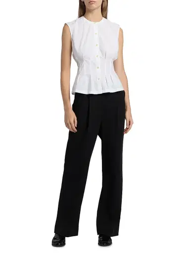 Jenni Kayne Women's Lara Pleated Cotton Poplin Top - White - Size XL | Thumbnail 2 Jenni Kayne Women's Lara Pleated Cotton Poplin Top - White - Size XL | Thumbnail 2