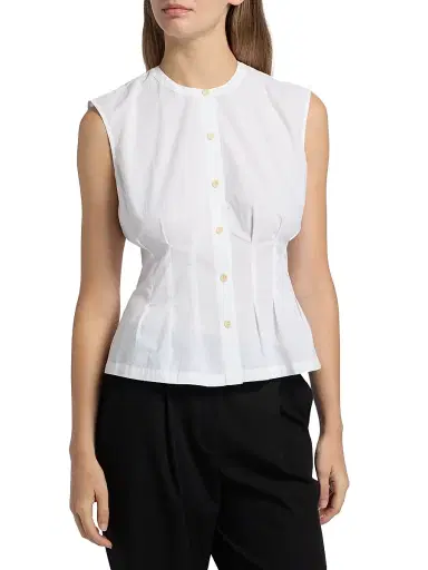 Jenni Kayne Women's Lara Pleated Cotton Poplin Top - White - Size XL | Thumbnail 3 Jenni Kayne Women's Lara Pleated Cotton Poplin Top - White - Size XL | Thumbnail 3