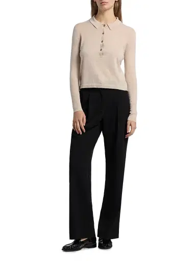 Jenni Kayne Women's Grayson Wool Polo Top - Oat - Size XL | Thumbnail 2