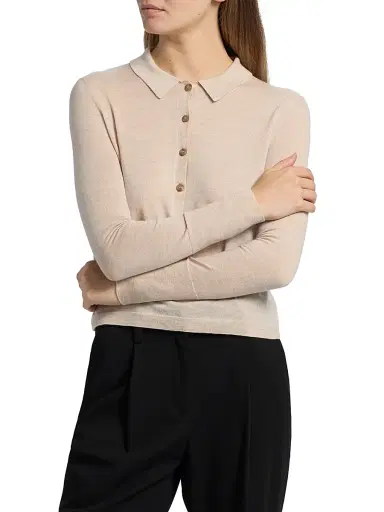 Jenni Kayne Women's Grayson Wool Polo Top - Oat - Size XL | Thumbnail 3
