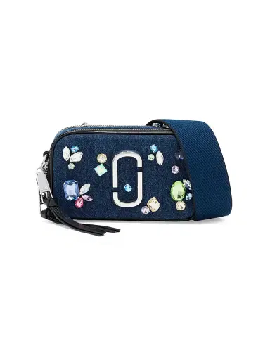 Marc Jacobs Women's The Gem Denim Snapshot Shoulder Bag | Thumbnail 1 Marc Jacobs Women's The Gem Denim Snapshot Shoulder Bag | Thumbnail 1