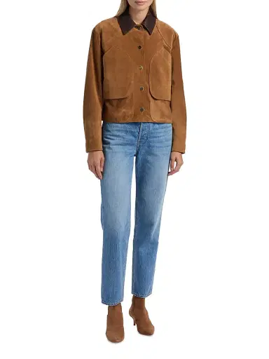 Veronica Beard Women's Walters Suede Crop Barn Jacket - Whisky - Size XL | Thumbnail 2