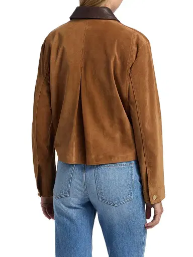 Veronica Beard Women's Walters Suede Crop Barn Jacket - Whisky - Size XL | Thumbnail 5