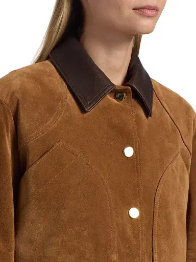 Veronica Beard Women's Walters Suede Crop Barn Jacket - Whisky - Size XL | Thumbnail 6