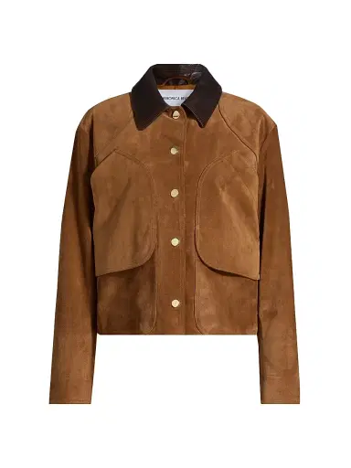 Veronica Beard Women's Walters Suede Crop Barn Jacket - Whisky - Size XL | Thumbnail 1