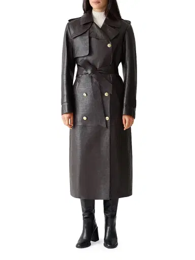 Mackage Women's Gael Croc-Embossed Leather Double-Breasted Trench Coat | Thumbnail 2 Mackage Women's Gael Croc-Embossed Leather Double-Breasted Trench Coat | Thumbnail 2