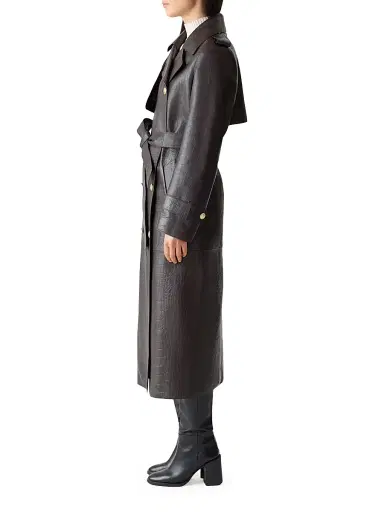 Mackage Women's Gael Croc-Embossed Leather Double-Breasted Trench Coat | Thumbnail 3 Mackage Women's Gael Croc-Embossed Leather Double-Breasted Trench Coat | Thumbnail 3