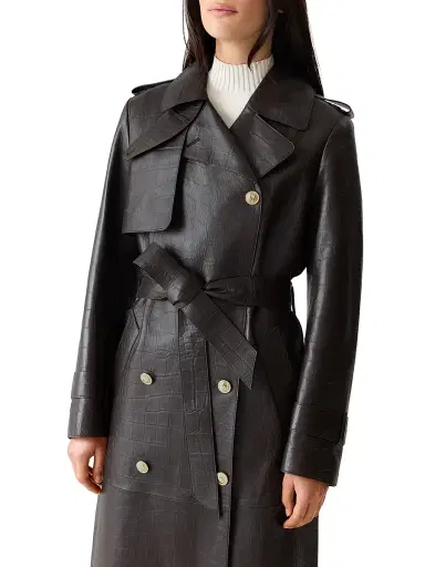 Mackage Women's Gael Croc-Embossed Leather Double-Breasted Trench Coat | Thumbnail 5 Mackage Women's Gael Croc-Embossed Leather Double-Breasted Trench Coat | Thumbnail 5
