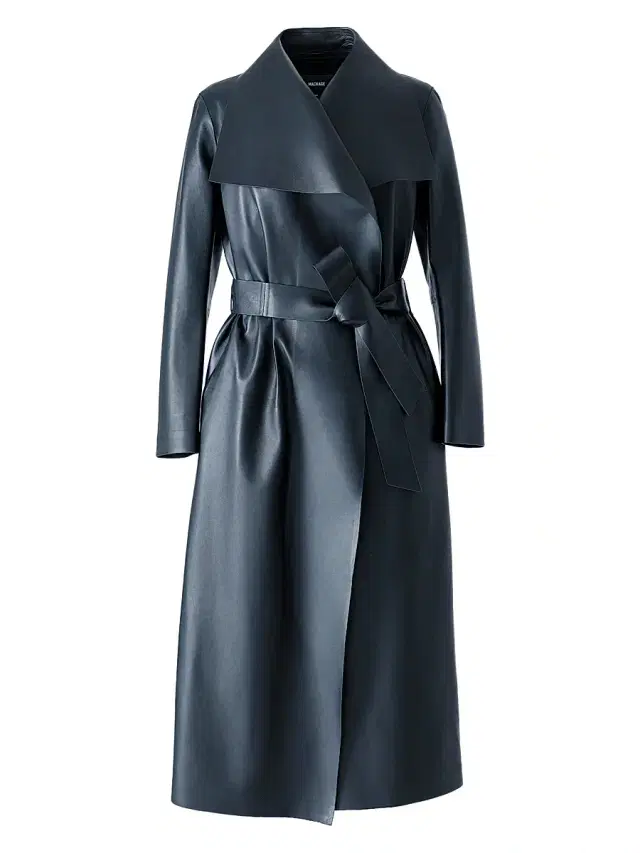 Women's Mai Leather Waterfall Maxi Wrap Coat - Black
