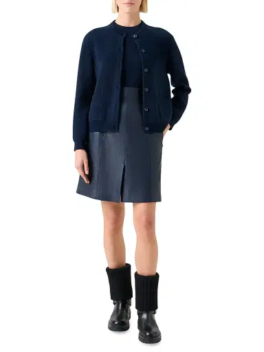 Akris Women's Cashmere Piqué Cardigan - Navy | Thumbnail 2 Akris Women's Cashmere Piqué Cardigan - Navy | Thumbnail 2