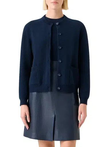 Akris Women's Cashmere Piqué Cardigan - Navy | Thumbnail 3 Akris Women's Cashmere Piqué Cardigan - Navy | Thumbnail 3