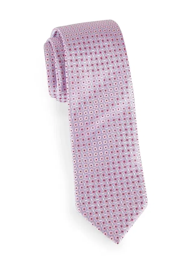 Men's Geometric Silk Tie - Pink