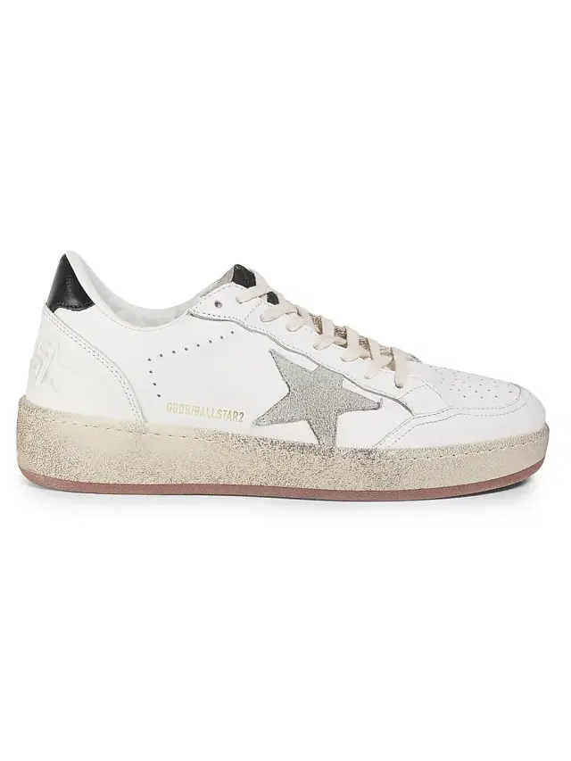 Men's Ballstar Leather Low-Top Sneakers - White Ice Black