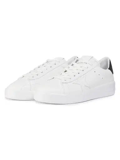 Golden Goose Men's Pure Star Leather Low-Top Sneakers - White Black - Size 14 | Thumbnail 2