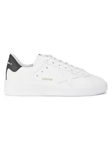 Golden Goose Men's Pure Star Leather Low-Top Sneakers - White Black - Size 14 | Thumbnail 1