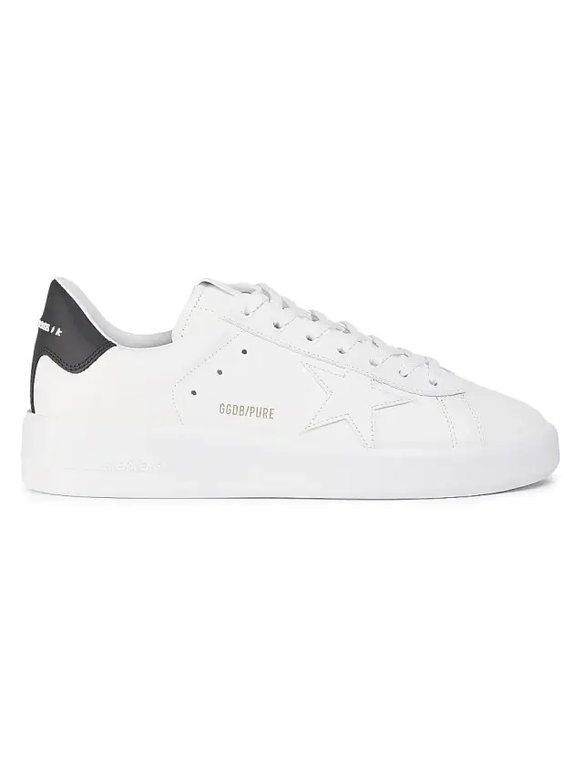 Men's Pure Star Leather Low-Top Sneakers - White Black