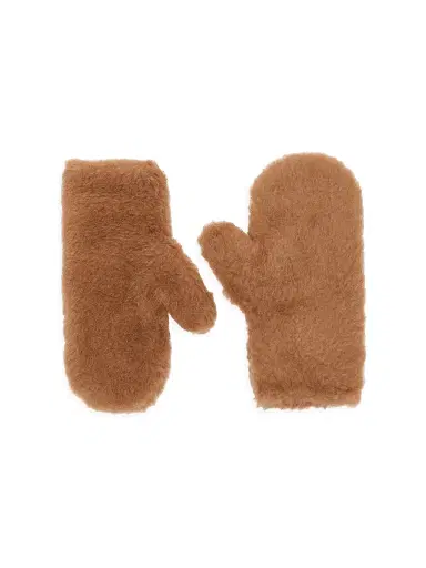 Max Mara Women's Teddy Fabric Mittens - Camel - Size Medium | Thumbnail 1
