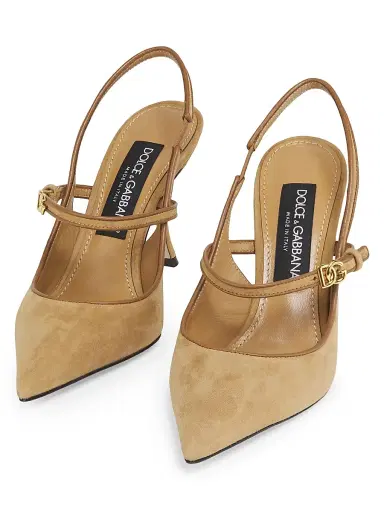 Dolce & Gabbana Women's Italian Tailoring DG Suede Pumps - Beige Camel - Size 10.5 | Thumbnail 2 Dolce & Gabbana Women's Italian Tailoring DG Suede Pumps - Beige Camel - Size 10.5 | Thumbnail 2