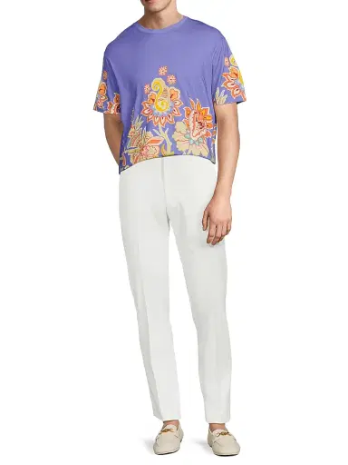 Etro Men's Paisley Cotton T-Shirt - Printed Azure Base | Thumbnail 2 Etro Men's Paisley Cotton T-Shirt - Printed Azure Base | Thumbnail 2