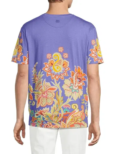 Etro Men's Paisley Cotton T-Shirt - Printed Azure Base | Thumbnail 5 Etro Men's Paisley Cotton T-Shirt - Printed Azure Base | Thumbnail 5