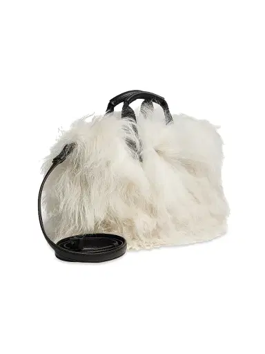 Moncler Women's Micro Caradoc Top Handle Bag in Shearling - White | Thumbnail 3 Moncler Women's Micro Caradoc Top Handle Bag in Shearling - White | Thumbnail 3